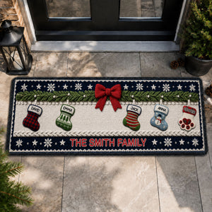 Family Christmas Together Runner Rug, Personalized Holiday Kitchen Mat, Home Xmas Gift