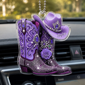 Cowgirl Boots - Personalized Acrylic Car Ornament