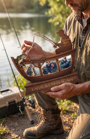 Until We Fish Again - Fishing Memorial Gift Custom Photo Wooden Plaque