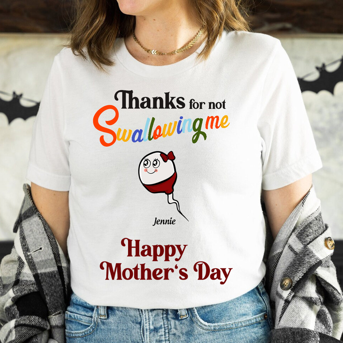 Funny Gift For Mom, Thanks for not Swallowing Us - Personalized T-Shirt, Gift For Mother's Day Happy Mother's Day 2025, Customized Icon Sperms Shirt