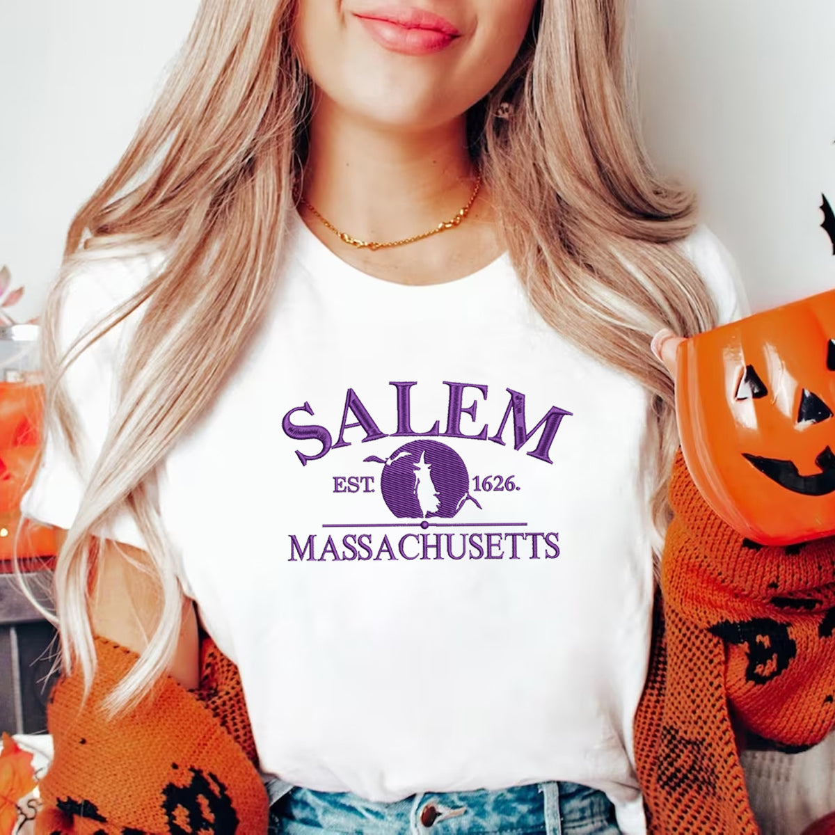 Salem Witch Massachusetts - Embroidered Shirt - Gift For Sister, Friends, Bestie, Halloween