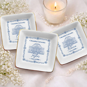 Personalized University College Jewery Plate, Graduation Ring Dish, Class of 2026 Graduation Gift for Daughter, Logo Ring Dish