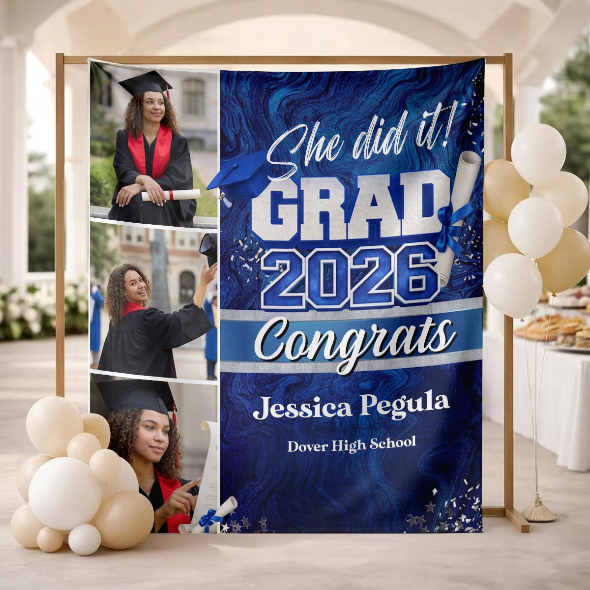 Graduation Flyer 2026 blue Graduation Backdrop Graduation Party Decor 2026, Party Backdrop Large Banner for Class, Graduation Tapestry Backdrop, Class of 2026 Photo Booth Backdrop