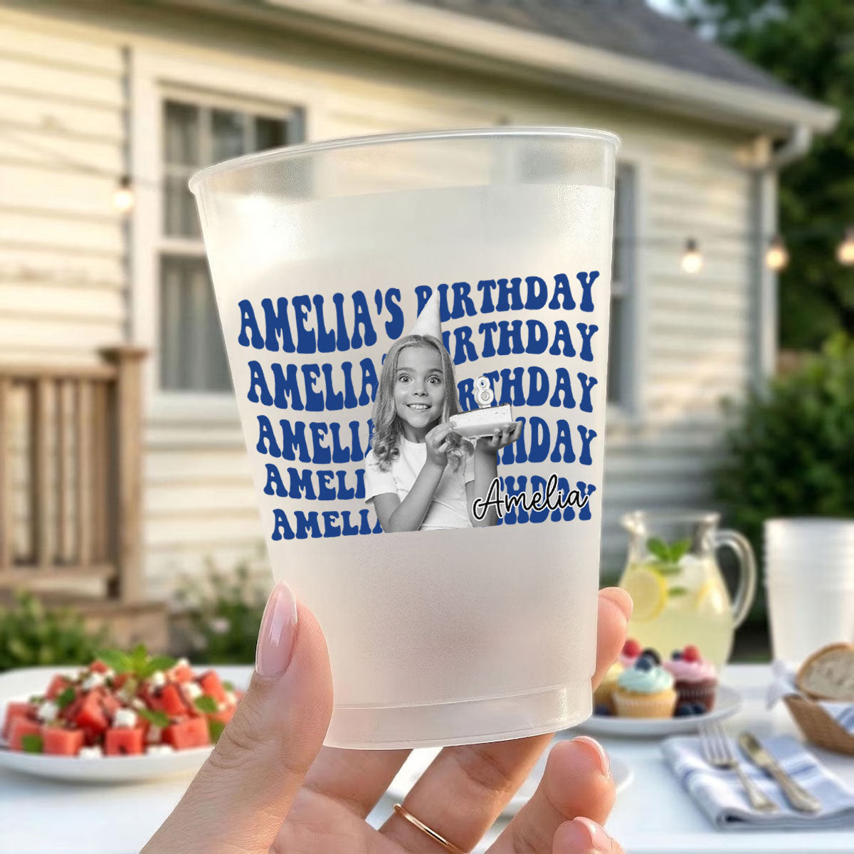 Personalized Birthday Vintage Photo Frosted Cups, Photo Birthday Night Cup, Birthday Party Favor Cup, Birthday Drinkware Face Cup