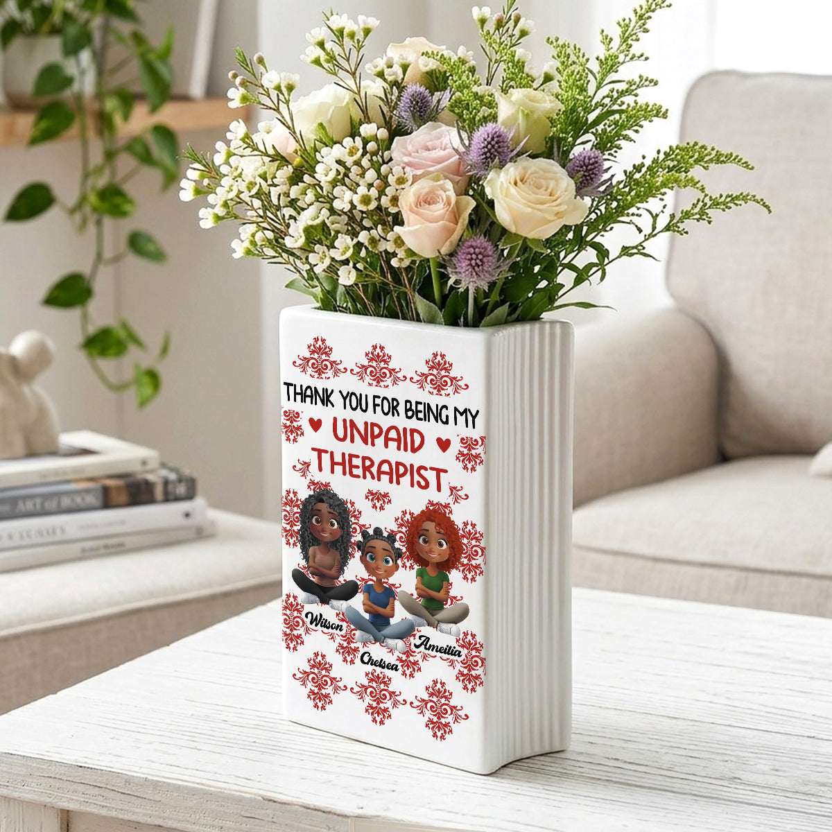My Favorite Human Is Bestie - Personalized Ceramic Book Vase