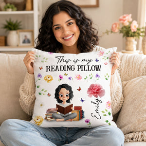 Custom Flower Pillow - Personalized Bookish Gifts For Book Lovers, Bookworms, Readers - Reading Is My Therapy