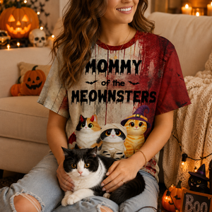 Mommy Daddy Of The Meownsters Cats - Personalized 3D Shirt - Halloween Gift For Cat Lovers