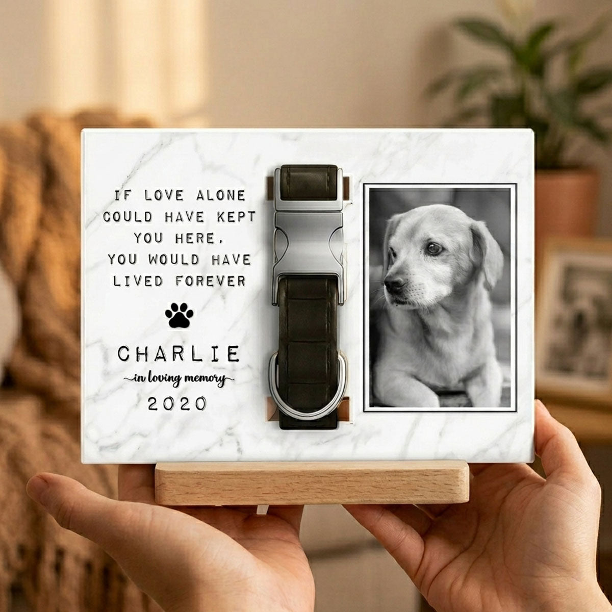 Until We Meet Again In Heaven - Personalized Wood Plaque With Collar Holder - Personalized Pet Memorial Sympathy Gifts For Dogs, Cats