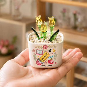 Teacher Appreciation Gifts - Personalized Glass Flower Pot, Thank You Gifts