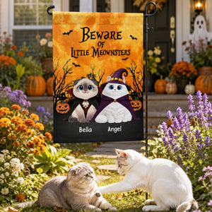 Halloween Theme Beware Of Little Meownsters Cats - Personalized Garden Flag - Halloween Decor For Cat Lovers