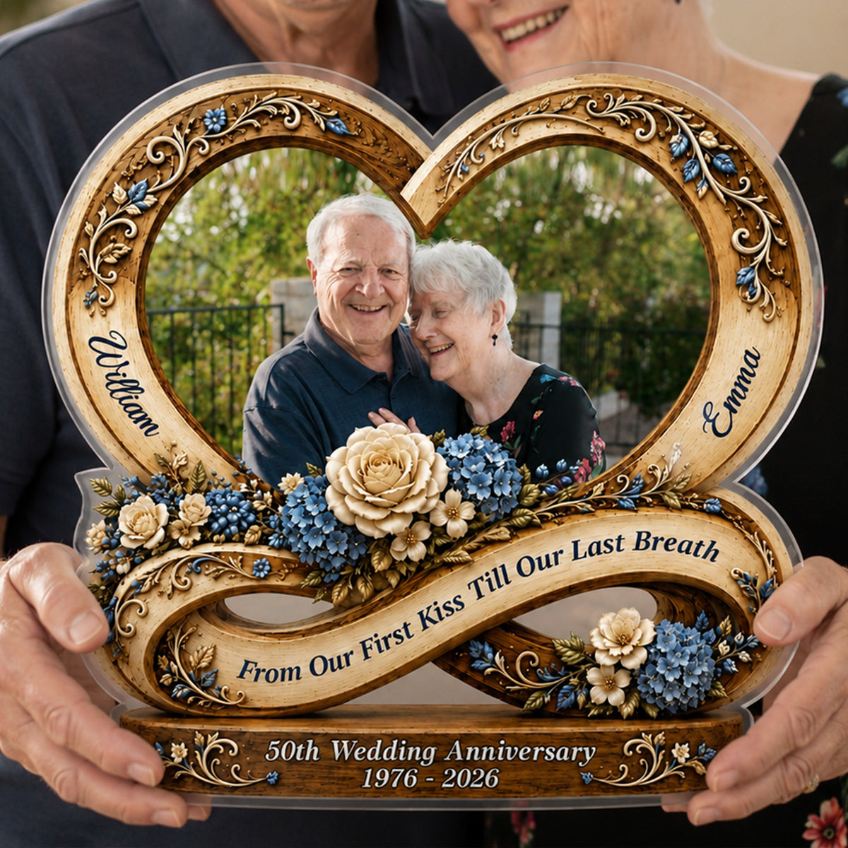 From Our First Kiss Photo Custom Shaped Acrylic Block- Personalized Wedding Gifts for Couples