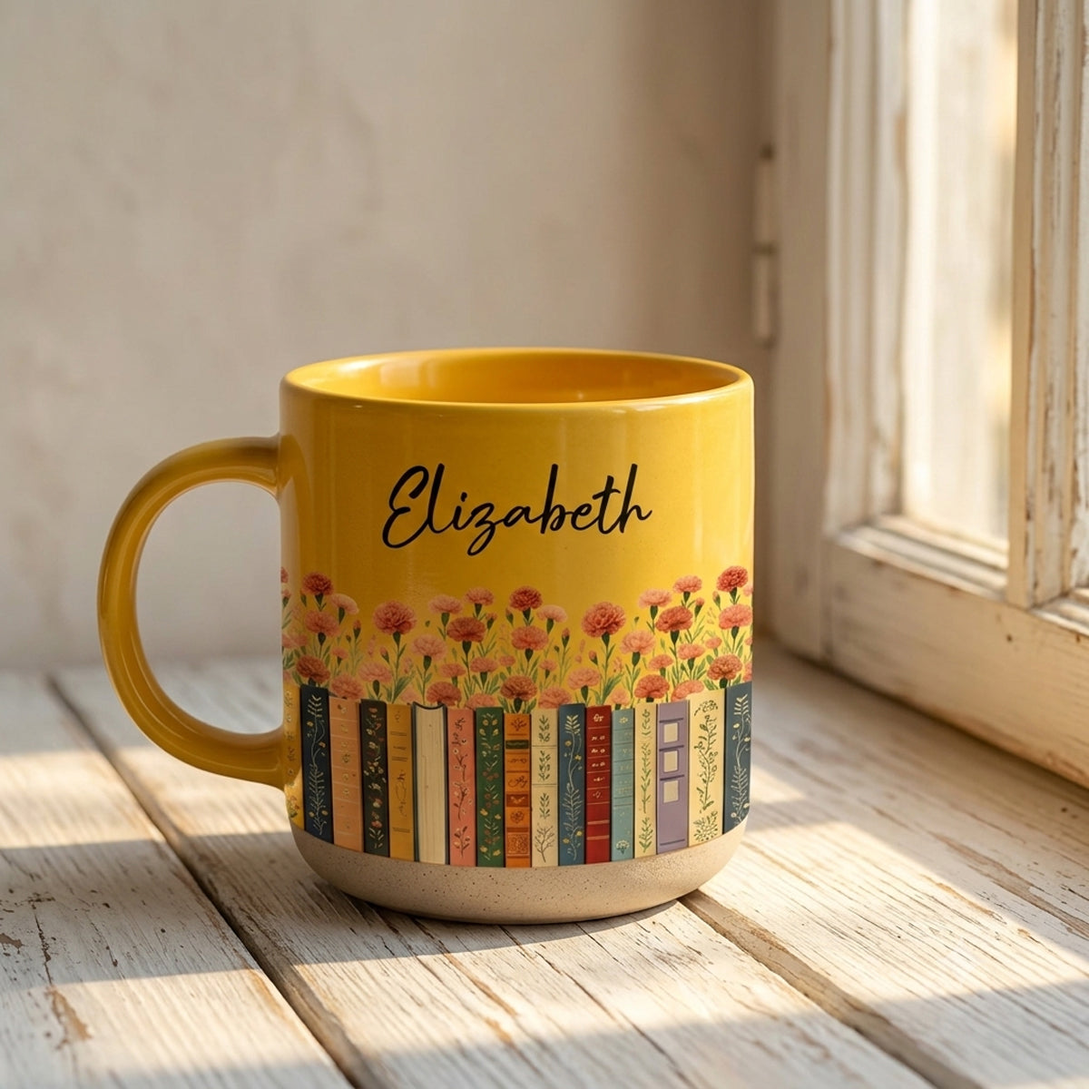 Custom Name & Birthflower For Book Lovers, Book Clubs - Personalized Mug