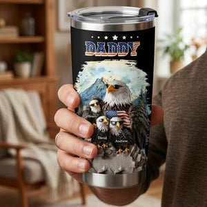 American Eagle Papa - Personalized Tumbler - Gift For Papa, Father, 4th Of July Gift, 250th American Birthday Drinkware