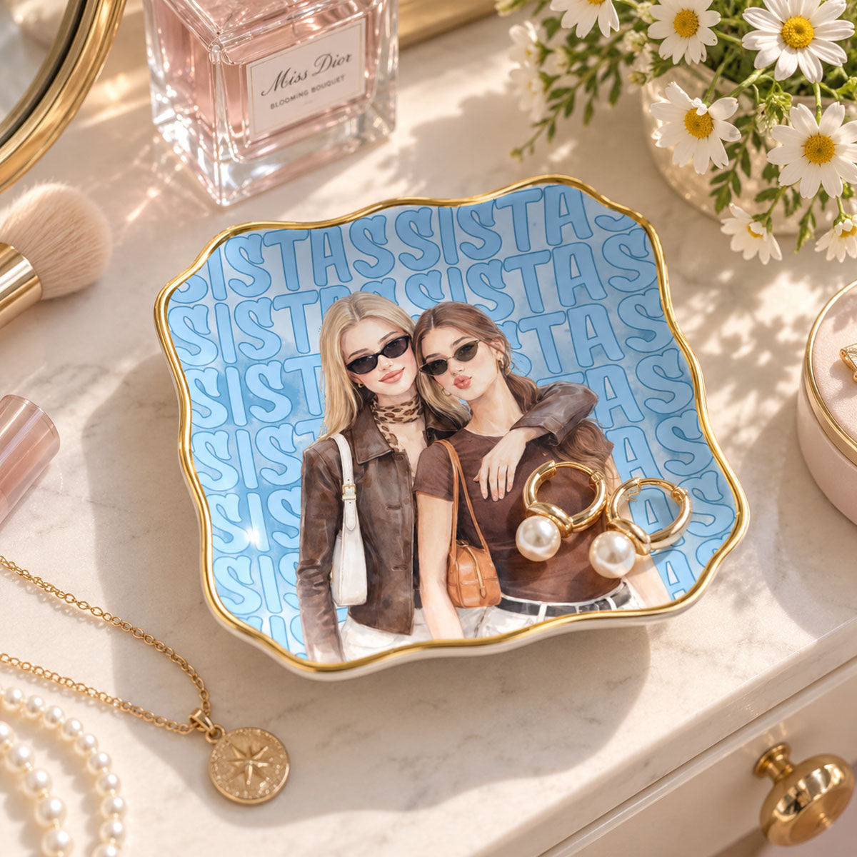 Turn Your Photo Into Watercolor Art - Best B*Tches Friendship Gifts - Personalized Jewelry Dish