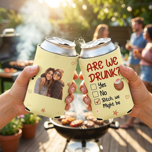 Are We Drunk Upload Photo - Personalized Custom Skinny Can Cooler