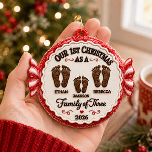 Our 1st Christmas As A Family Ornament - Real 3D Raised Ornament