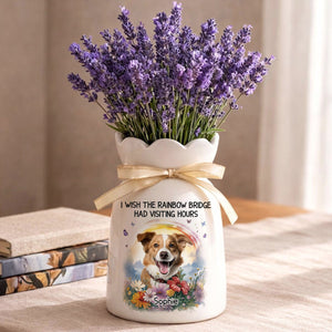 Custom Photo I Wish The Rainbow Bridge Had Visiting Hours - Memorial Personalized Bloom Vase