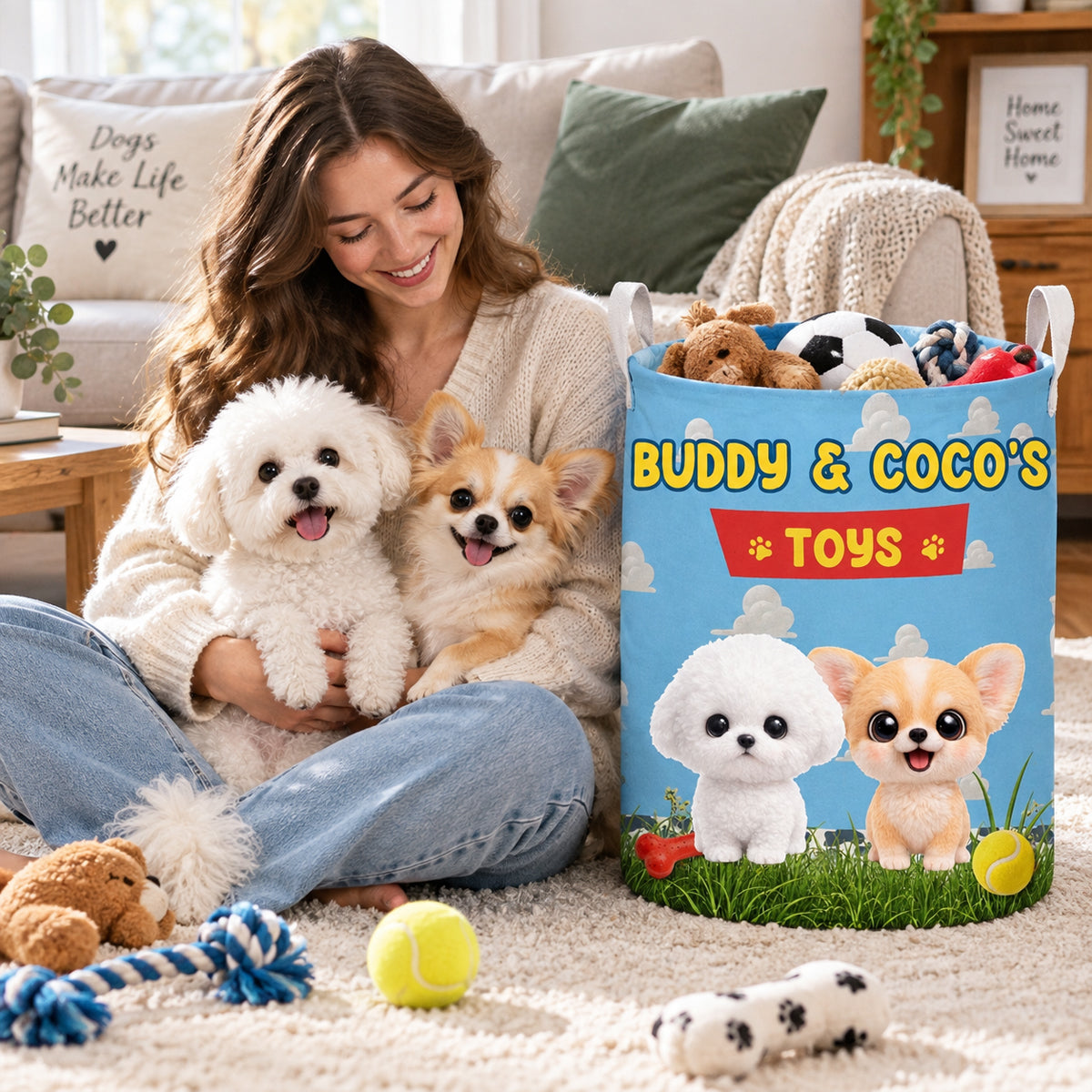 Happy Paws Toy Storage - Personalized Basket