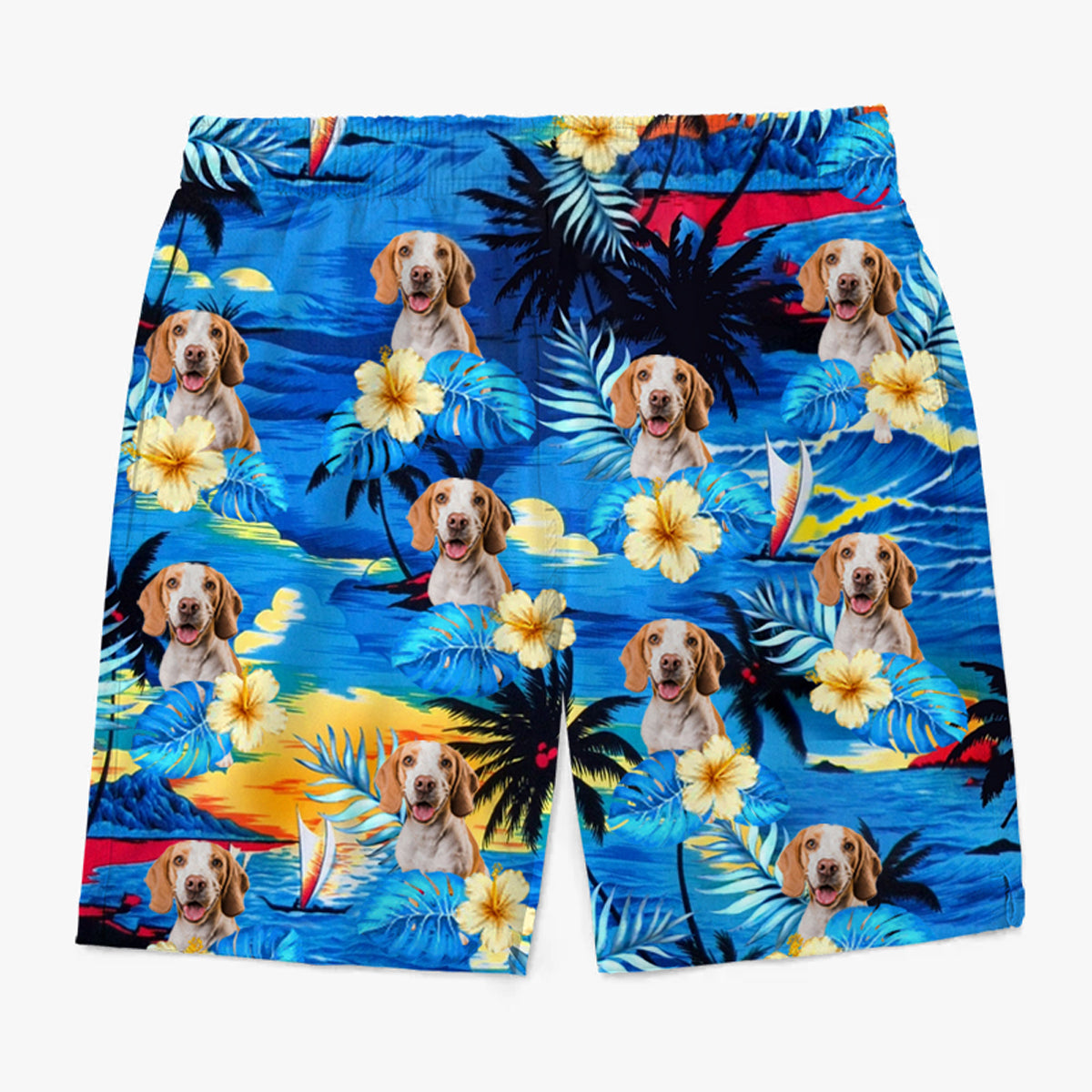 Custom Photo Tropical Hawaiian Aloha Men Beach Shorts - Personalized Summer Vacation And Travel Gifts For Family, Dog Cat Lovers