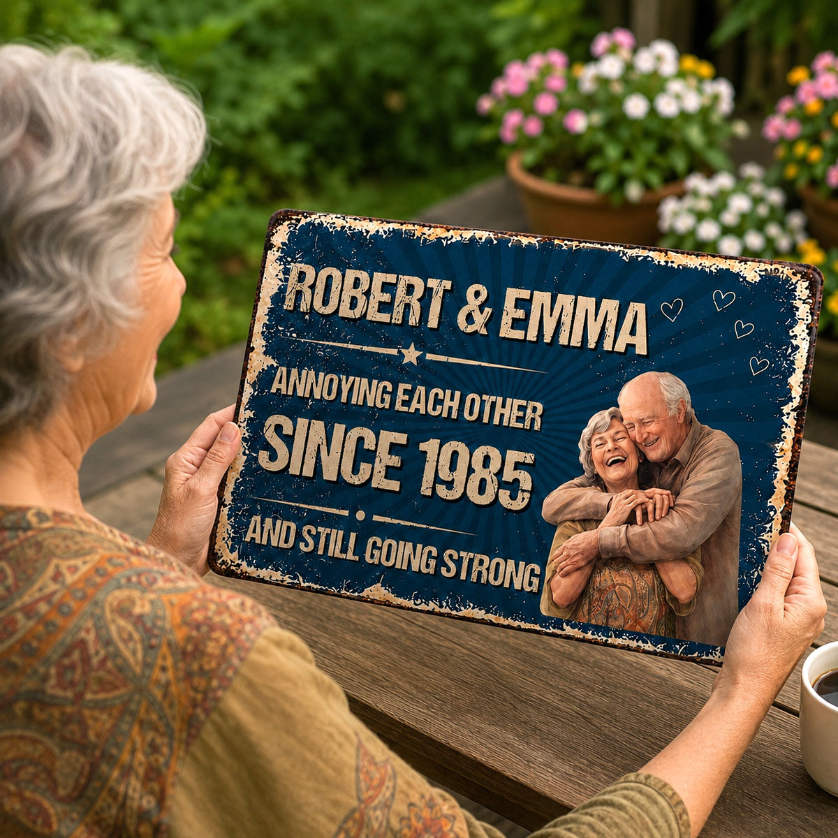 Personalized Couple Metal Sign, Custom Photo Anniversary Gift, Funny Marriage Gift, Rustic Wall Decor for Husband or Wife