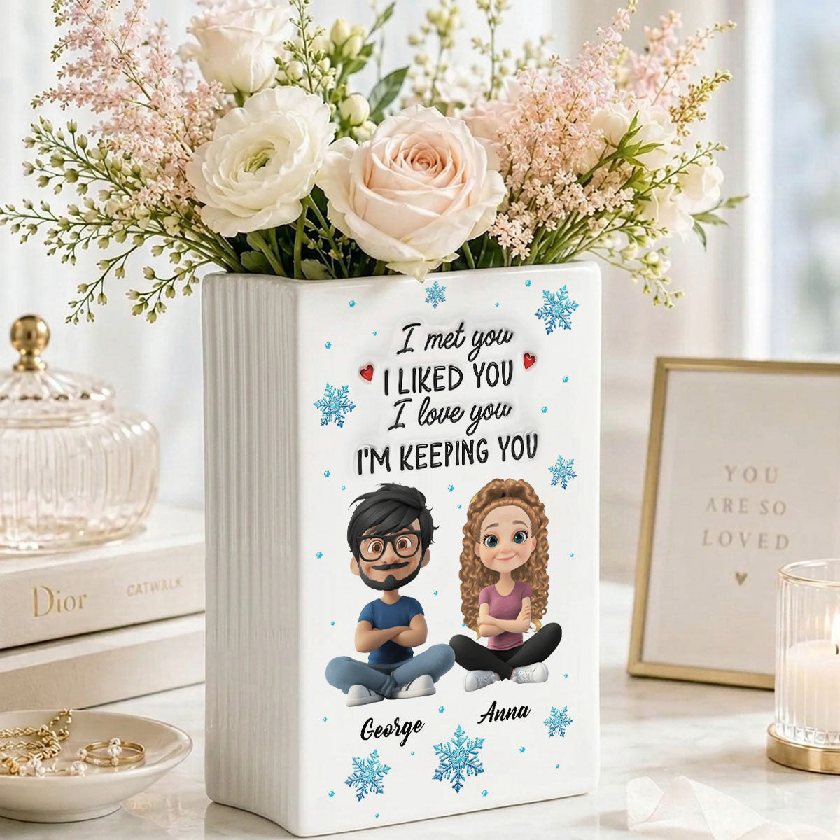 Personalized Anniversary Christmas Wedding Gifts - Personalized Ceramic Book Vase