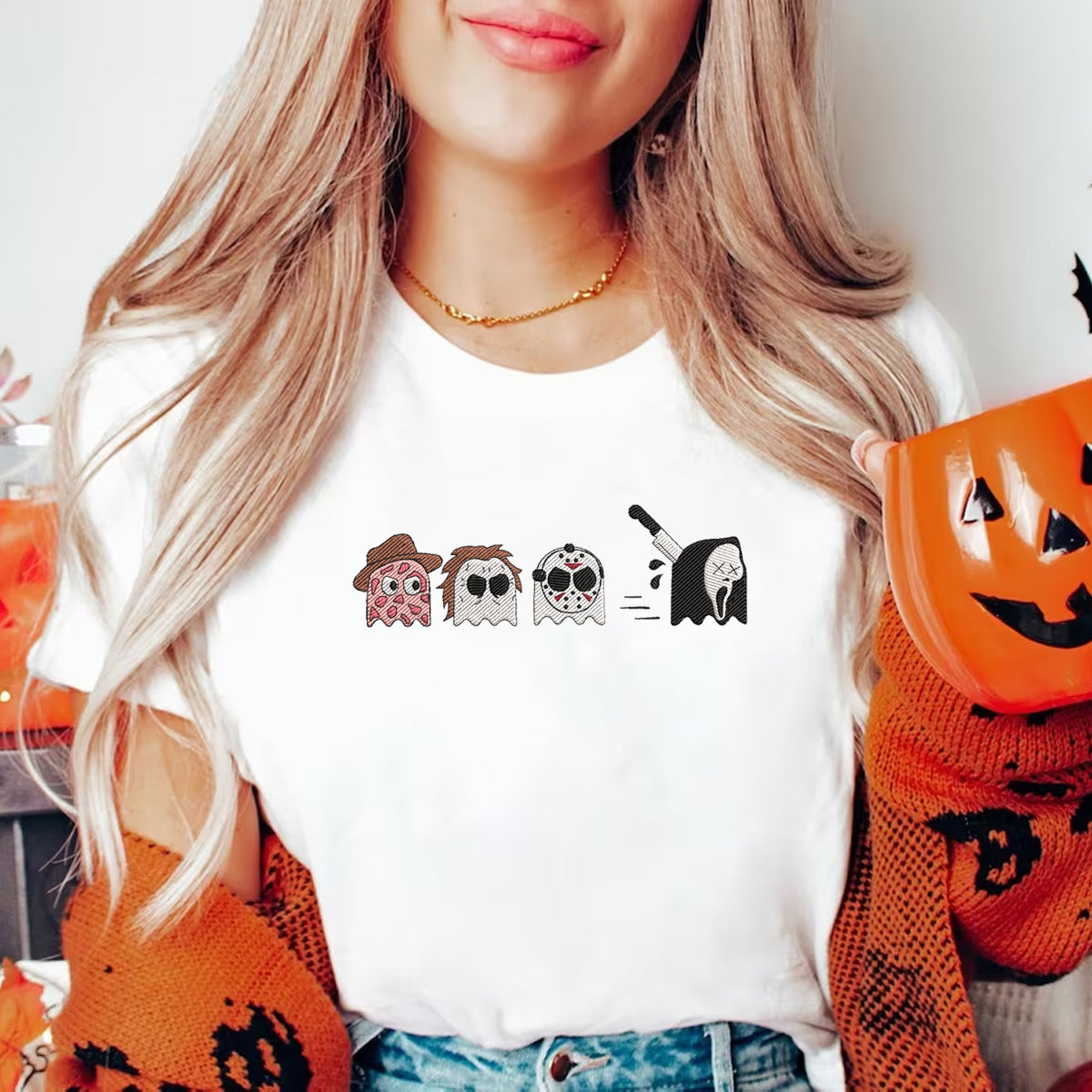 Horror Movie Cartoon Characters - Embroidered Apparel - Gift For Family, Friends, Halloween