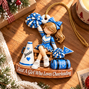 Personalized Cheerleader Ornament, Custom Name Cheer Gift for Girl