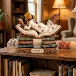 Just A Girl Who Loves Books - Personalized Wooden Block For Reading Lovers