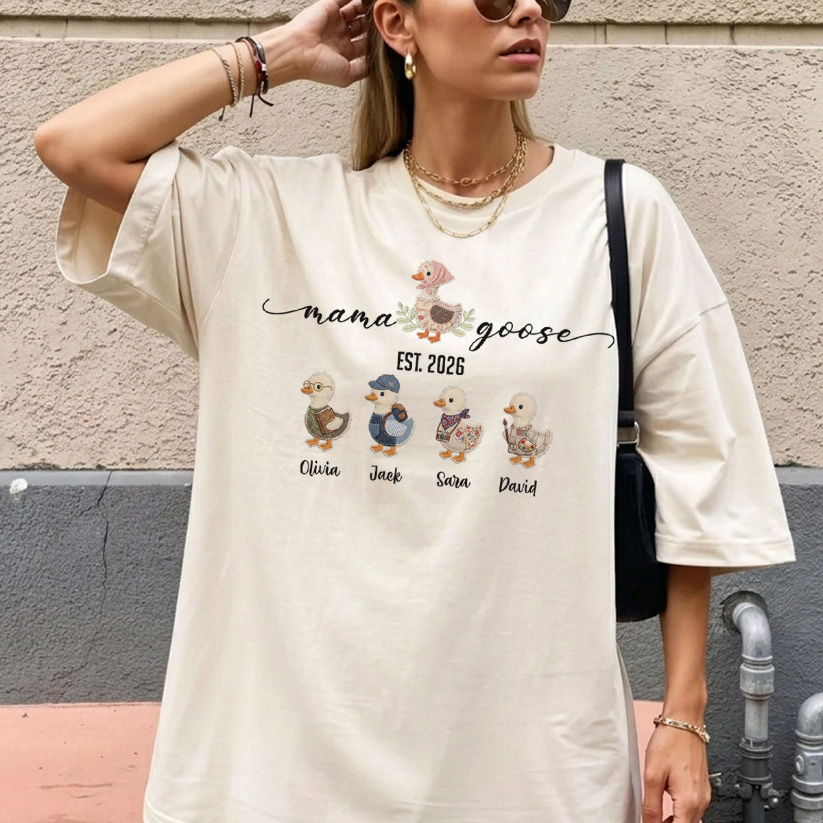 Mama Goose Shirt, Personalized Mama Shirt, Custom Kids Names Shirt, Mom Est Year Tee, Family Goose T-Shirt, Mother Gift