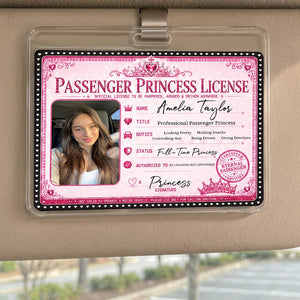 Passenger Princess License - Personalized Car Visor Clip
