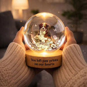 Custom Pet Portrait Crystal Ball LED Night Light - Personalized Memorial Gift for Pet Lovers
