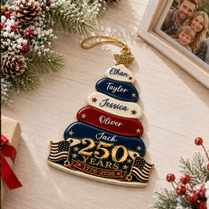 Stars And Stripes Christmas Together We Make A Family Tree - 250 Years Of Freedom Family Ornament - Real 3D Raised Ornament