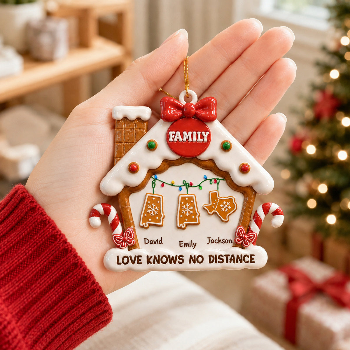 Always Together, No Matter Where - Real 3D Raised Ornament - Personalized Christmas Birthday Gifts