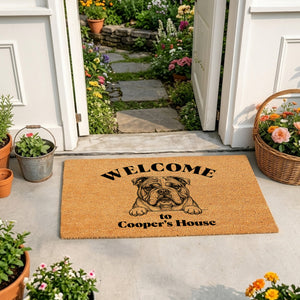 Personalized Pencil Sketch Portrait Doormat, Custom Dog Photo Welcome Mat