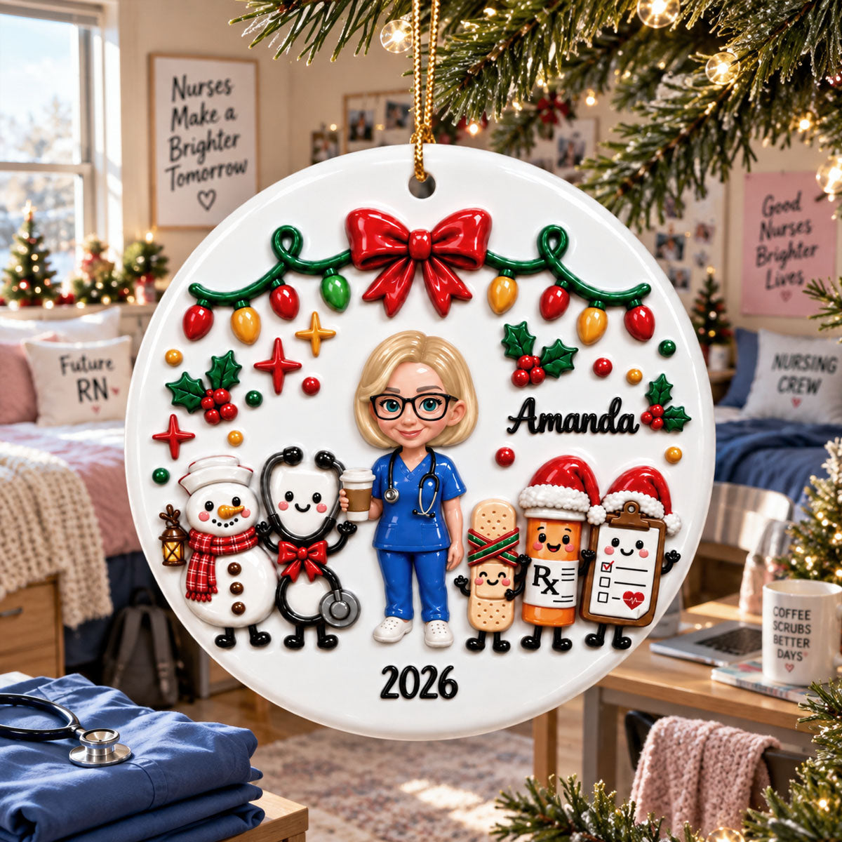 Cute Nurse Things - Personalized Real 3D Raised Ornament