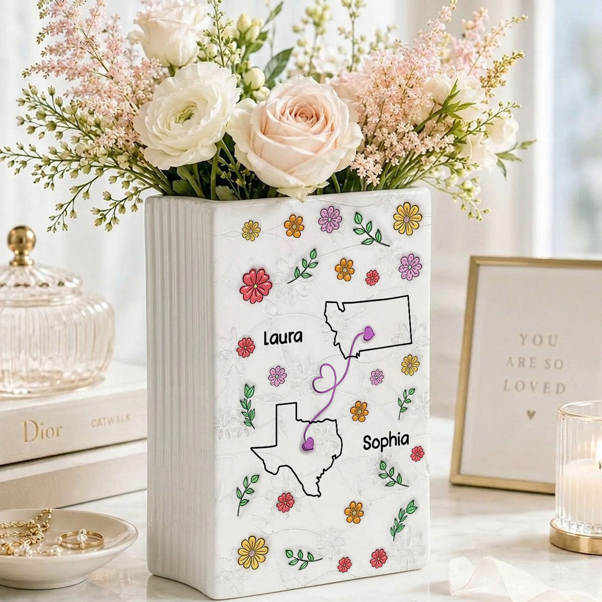 Wish We Lived Closer Together - Personalized Ceramic Book Vase