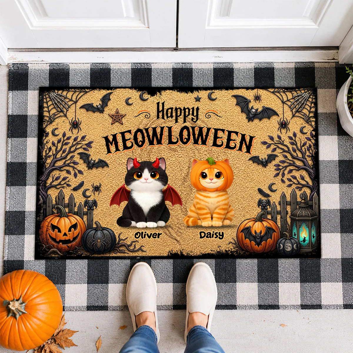 Spooky Halloween Beware of Little Cats Meownsters - Personalized Doormat - Halloween Gift For Cat Lovers, Halloween Decor