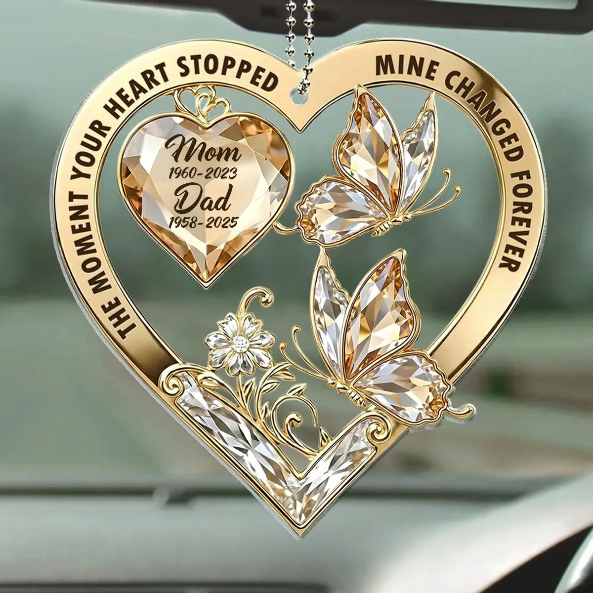 The Moment Your Heart Stopped Mine Changed Forever - Personalized Car Ornament