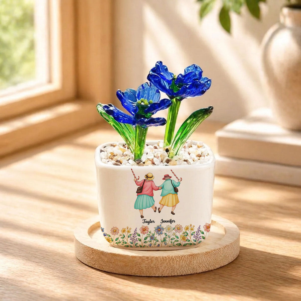 Cry A Little Less And Smile More - Personalized Custom Glass Everlasting Tulips