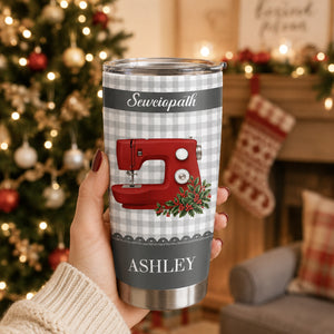 Personalized Sewing Machine 20oz Tumbler - Birth Month Flower Gifts