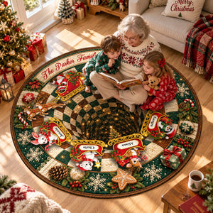 Our Sleigh Crew Flies Together 3D Illusion Quilted Rug - Personalized Quilted Mat
