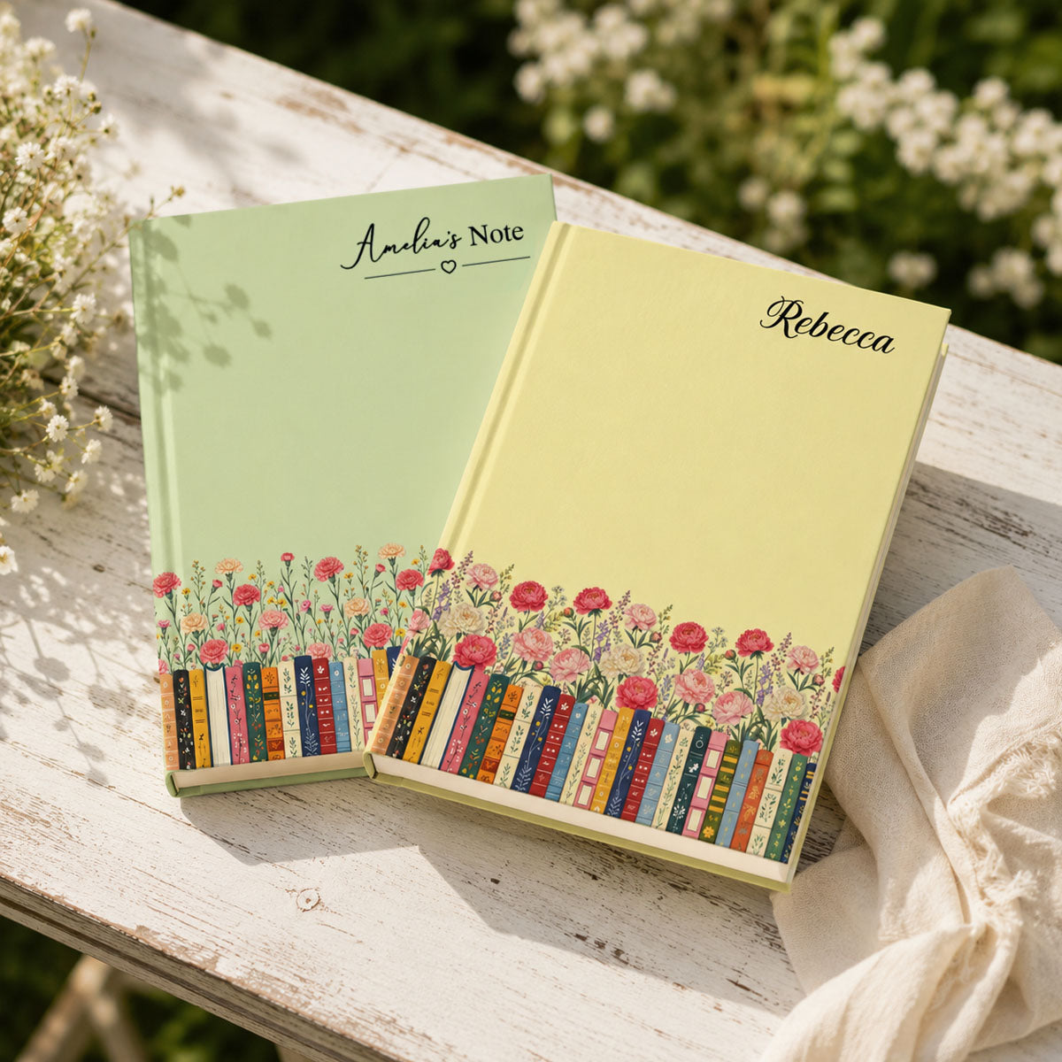 Custom Name & Birthflower For Book Lovers - Personalized Hardcover Notebook