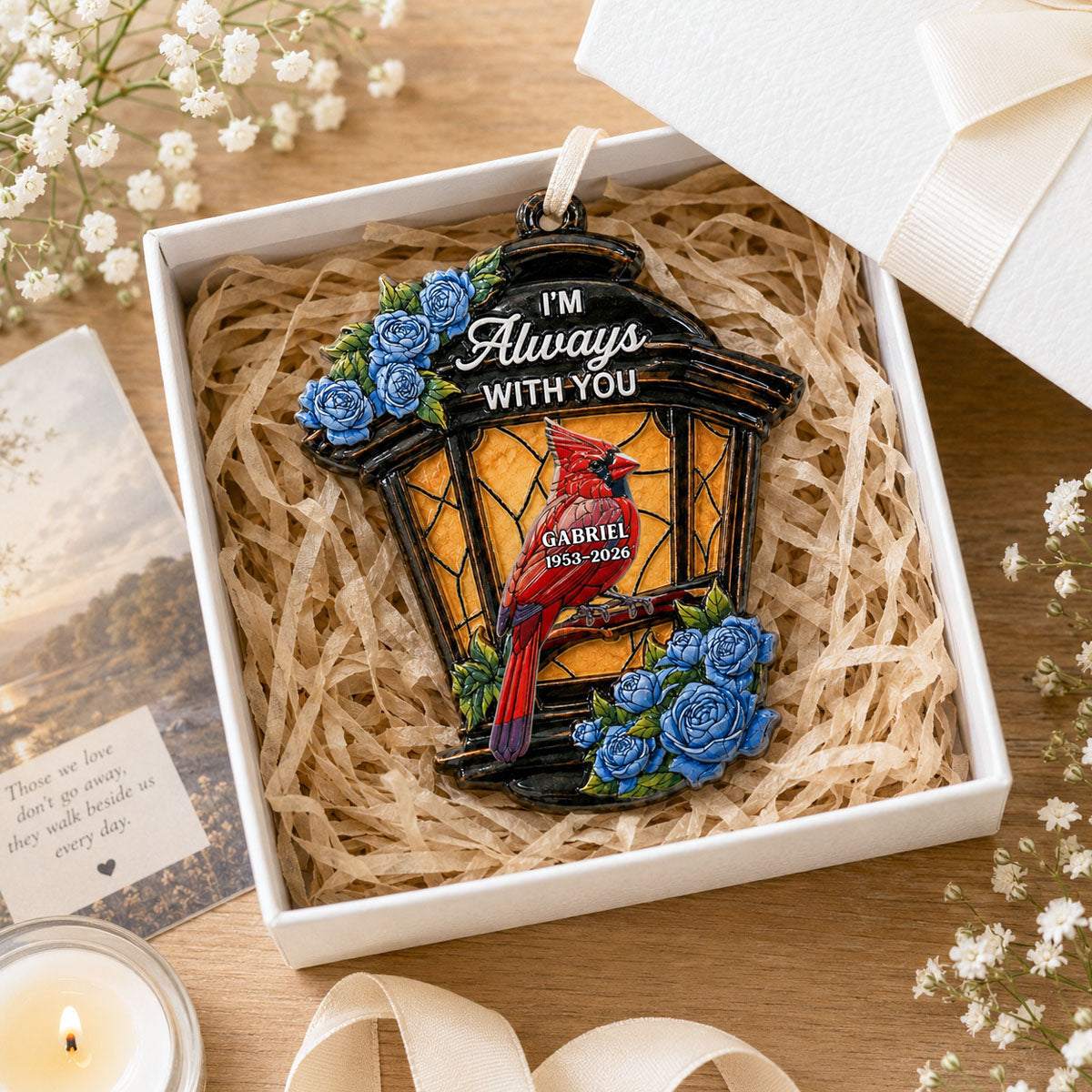 Memorial Cardinal Lantern Always With You - Real 3D Raised Ornament
