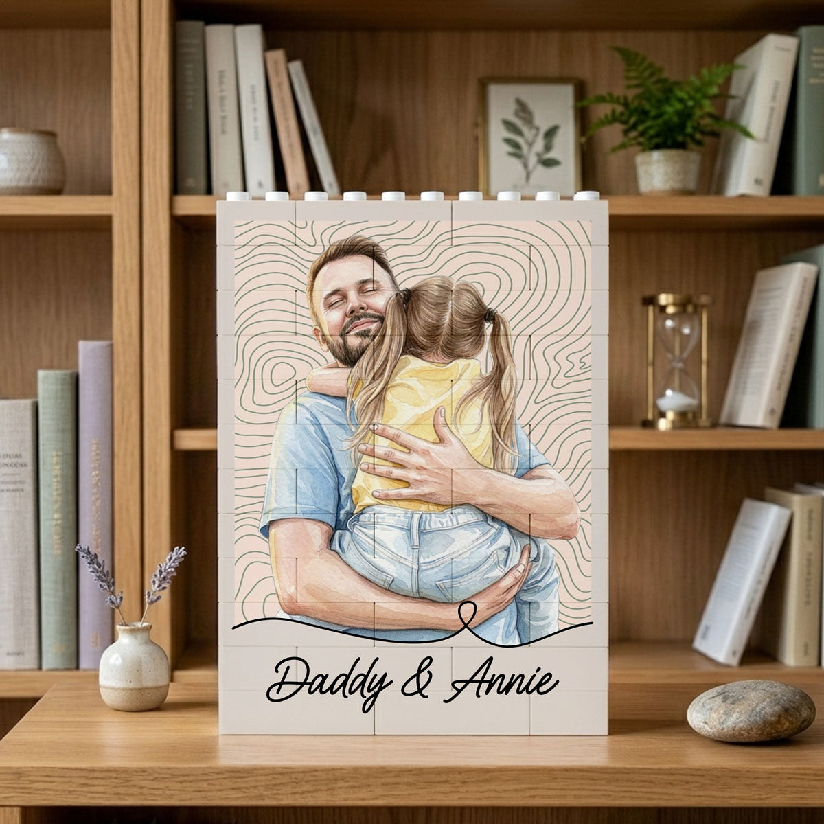 Custom Photo Realistic Watercolor Art - Personalized Shaped Building Brick Blocks
