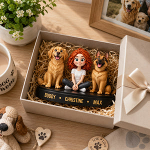 A Girl And Her Dogs - Personalized 3D Figurine - Gift For Dog Lovers