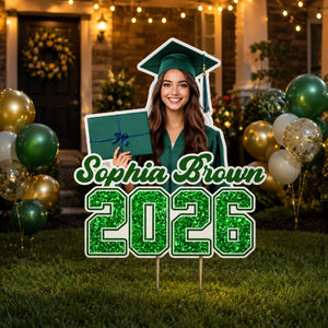 Custom Graduation Yard Sign 2026 Personalized Name Class of 2026 Lawn Sign with Photo Senior Grad Decor Outdoor High School College Gift