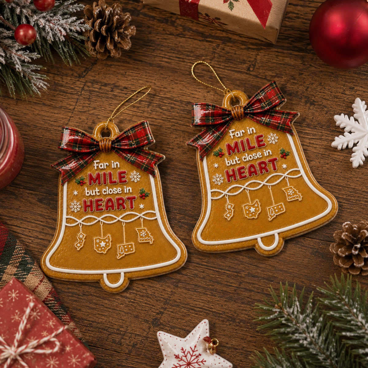 Love Erases The Long Distance - Real 3D Raised Ornament - Personalized Christmas Gifts