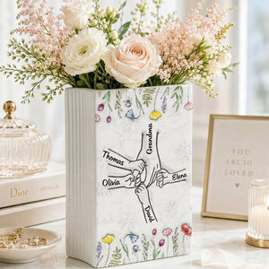 My Kids Having You As Grandma - Personalized Ceramic Book Vase