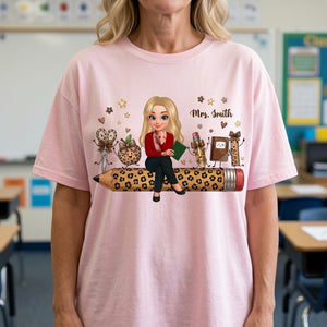 Leopard Pattern School Suppliers Happy Teacher - Personalized Apparel - Gift F0r Teacher, Back To School