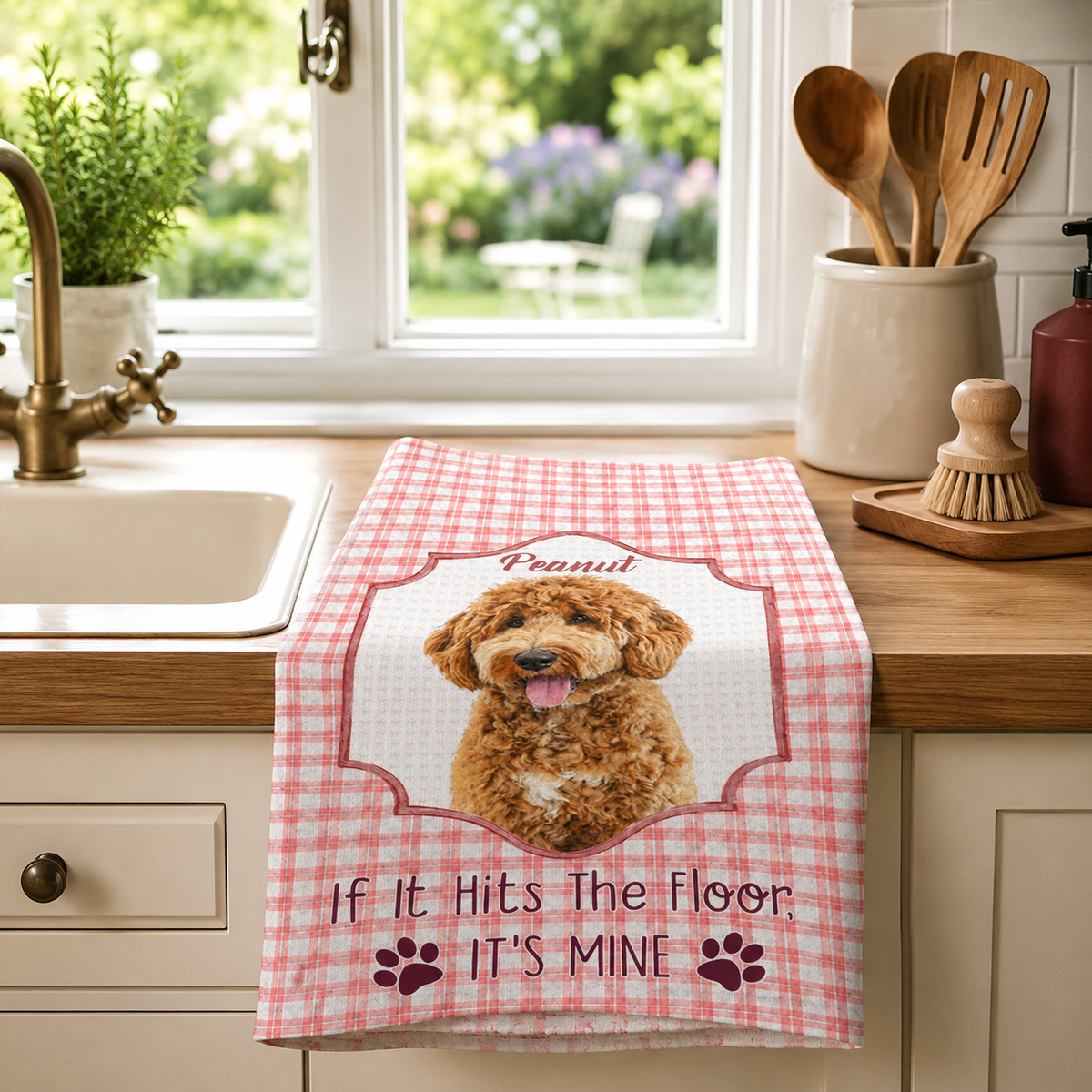 If It Hits The Floor It's Mine Dog Cat - Personalized Kitchen Towel